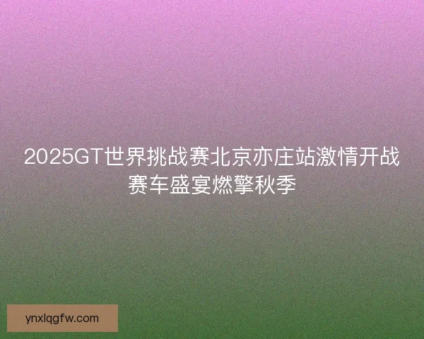 2025GT世界挑战赛北京亦庄站激情开战赛车盛宴燃擎秋季