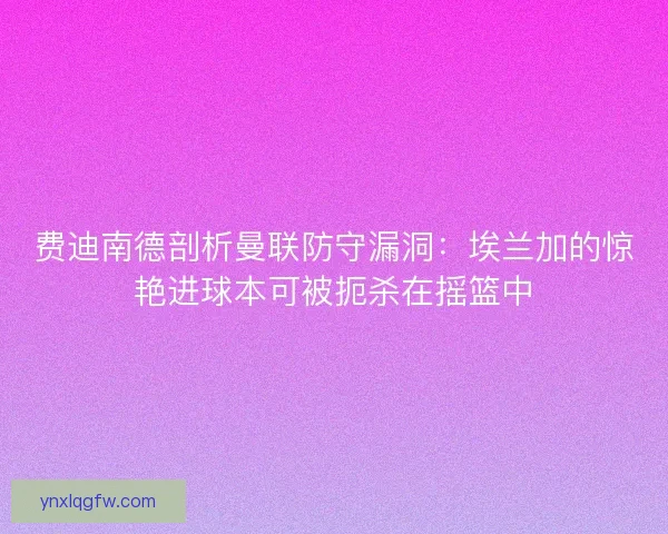 费迪南德剖析曼联防守漏洞：埃兰加的惊艳进球本可被扼杀在摇篮中